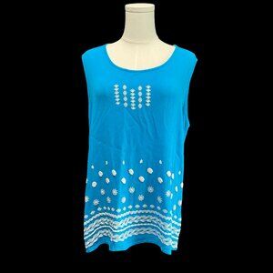 Blue/White Beach Motif Tank Top